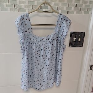 Pleione Light Blue Floral Blouse